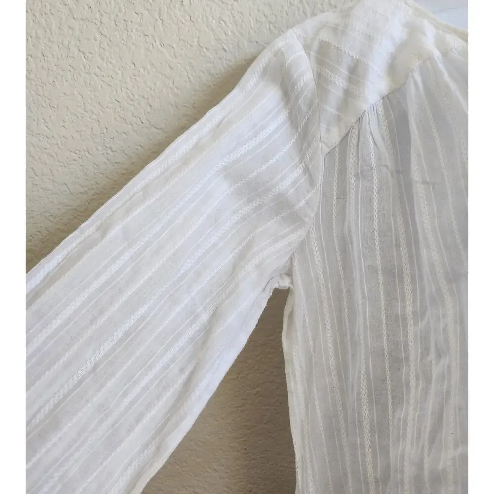 Merona White 3/4 Sleeves Swim Cover Up Large Tassel Tie Front Lightweight Soft